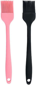 Silicone brush, Oil Brush for BBQ Kitchen Cooking Baking and Grilling (2 PCS,pink&black)