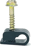 Stanz (TM) Flex Single Coaxial Cable Clips, Cat6, Electrical Wire Cable Clip, 1/4 in (6 mm) Screw Clip and Fastener, Black (100 Pieces per Bag)