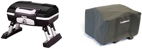 Cuisinart Grill Bundle - Petit Portable Propane Gourmet Tabletop Gas Grill (Black) & Tabletop Grill Tote Cover
