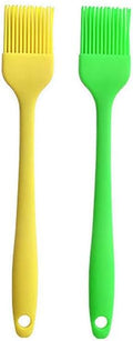Silicone brush, Oil Brush for BBQ Kitchen Cooking Baking and Grilling (2 PCS,yellow&green)