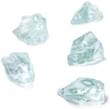 Mr. Fireglass Crushed Fire Glass for Natural or Propane Fire Pit Fireplace & Landscaping,10 lb High Luster Light Sea Blue