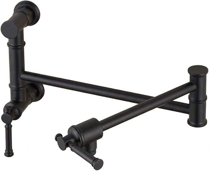 Lava Odoro Matte Black Pot Filler Faucet, Two Attachment Pot Filler, Contemporary Wall Mount Folding Kitchen Pot Filler with Swing Arm, PF312-MB