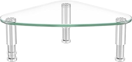 Hemudu Clear Glass Computer Monitor Riser / Triangle Desktop Universal Corner Stand for Computer Monitor & Laptop HD01T-003