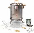 (16 Pound) 2-in-1 Smoker Barrel Vertical Grill - Premium 304 Stainless Steel - Barril Charcoal BBQ Thermometer & Ventilation - Cooking Accessories Meat Kit - Portable Outdoor, Camping - QUE ASADOR