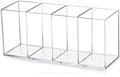 HSYMQ Acrylic Pen Holder 4 Compartments Clear Pencil Holder Organizer Makeup Brush Holder