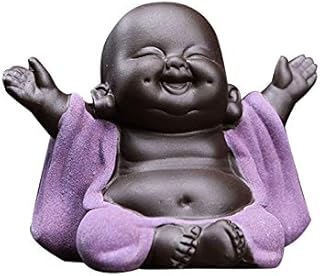 Kingzhuo Ceramic Little Cute Baby Buddha Statue Monk Figurine Buddha Figurines Home Decor Creative Baby Crafts Dolls Ornaments Gift Delicate Ceramic Arts and Crafts (Purple)