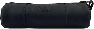 Hide & Drink, Rustic Cylinder Case for Keys, Office Supplies, Change, Personal Items, Cables & Dongles, Classic Bag, Full Grain Leather, Handmade, Charcoal Black