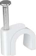 LeMotech Cable Clips, 100pcs 8mm Wire Wall Clips with Steel Nails, Coaxial Nail Clamps for Cable Cord Management RG6 RG59 CAT5e CAT6 RJ45 Ethernet Cable Clamps, White