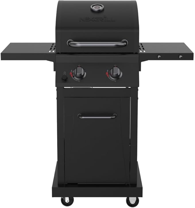Nexgrill Deluxe 2-Burner Gas Grill with 401 SQ In Grate, 28000 BTUs, Heavy Duty Steel Frame & Foldable Side Table, Propane BBQ Grill for Outdoor Cooking, Patios, Backyards and More - 720-0864RD