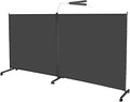 MAYOLIAH Indoor Room Divider 2 Large Panels on Wheels, 142”W x 75”H Rolling Privacy Screen W/Cover Strip, Portable Wall Divider for Home Office Partition, Grey