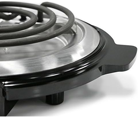 Elite Gourmet ESB-300X Single Countertop Coiled Burner, 1000 Watts Electric Hot Plate, Temperature Controls, Power Indicator Lights, Easy to Clean, Black (Pack of 2)