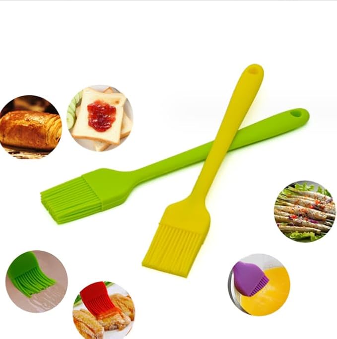 Silicon Basting Brushes, Heat Resistant Pastry Brushes, Spread Oil Butter Sauce Marinades for BBQ Grill Barbeque & Kitchen Baking (Yellow)