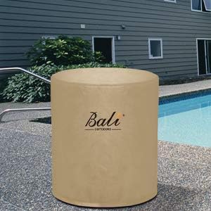 BALI OUTDOORS Round Fire Pit Cover Fire Column Cover Cylinder Fire Pit Cover, 24 Inch, Heavy Duty, Waterproof, Weather Resistant, Khaki