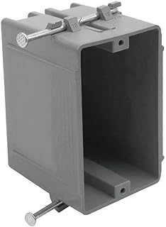 1-Gang PVC New Work Outlet Box,18 Cubic Inch Switch Box,Gray New Work Electrical Nail Outlet Box,ETL Listed to UL514C and UL263,AWG for 9/14,8/12,7/10(1Pack)