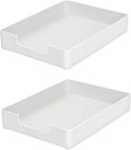 Desk Letter Tray, 2 PCS A4 Size Plastic Stackable File Document Organizer, Office Desktop File Paper Holder, Anti-Skid Stacking Support for Office Supplies (2X Off-White)