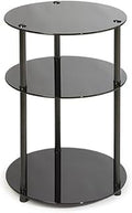 Convenience Concepts Designs2Go Midnight Classic 3-Tier Round Glass Side Table, Black Glass, 15.75 in x 15.75 in x 24.5 in