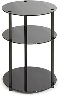 Convenience Concepts Designs2Go Midnight Classic 3-Tier Round Glass Side Table, Black Glass, 15.75 in x 15.75 in x 24.5 in