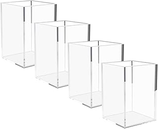 NIUBEE Acrylic Pen Holder 4 Pack,Clear Desktop Pencil Cup Stationery Organizer for Office Desk Accessory
