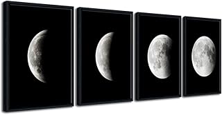 Wieco Art Framed Wall Art Modern Giclee Canvas Prints Artwork Abstract Space Black and White Pictures to Photo Paintings on Canvas Wall Art for Home Office Decorations Wall Decor