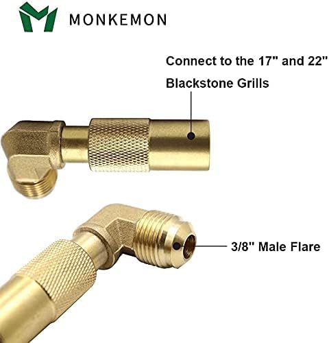 Monkemon 12FT Propane Quick Connect Hose RV to Grill, Low Pressure Propane Elbow Adapter with Extension Hose for Blackstone 17" and 22" Griddle, For Camp Chef Stove Portable Fire Pit