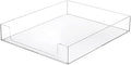 BTSKY 1 Pack Multipurpose A4 File Tray Clear Acrylic Desk Tray Organizer Elegant Letter Size Desk Documents Trays Magazine Files Storage Basket Organizer Bin for Office Cosmetics Bathroom