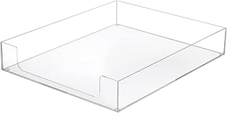 BTSKY 1 Pack Multipurpose A4 File Tray Clear Acrylic Desk Tray Organizer Elegant Letter Size Desk Documents Trays Magazine Files Storage Basket Organizer Bin for Office Cosmetics Bathroom