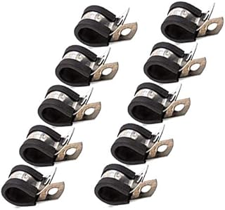 3/8 Fuel Line Tubing Mounting Clamps Stainless Steel Cable Clamp Hardware Rubber Cushioned Insulated Metal Clamp Tube Holder for Tube Pipe or Wire Cord Installation Pack of 10 pcs