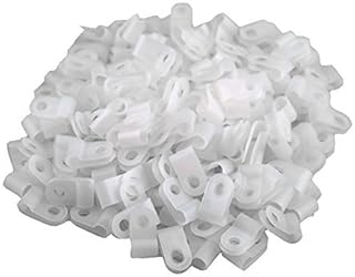 200pcs White Nylon R-Type Cable Clips Fastener for 1/4 Inch (6.35mm) Dia Wire Tube (Plastic Wire Cord Clip Fixer)