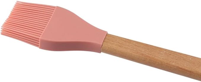 2Pcs Silicone Heat Basting Brush,Oil Brush with Wooden Handle,Practical Pastry Brush Food Brushes for Kitchen Cooking,Pink and Grey