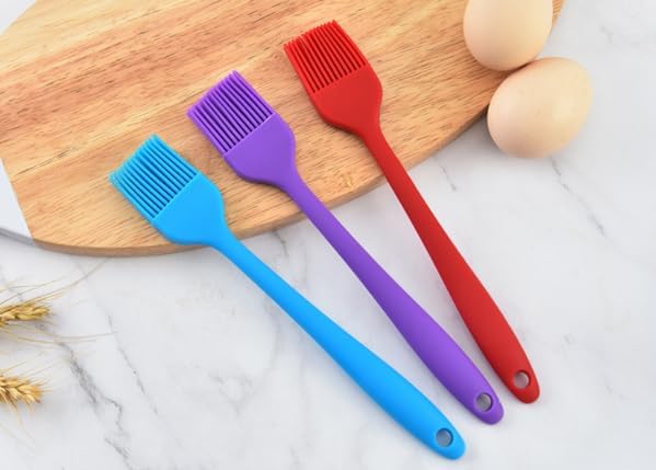 Silicon Basting Brushes, Heat Resistant Pastry Brushes, Spread Oil Butter Sauce Marinades for BBQ Grill Barbeque & Kitchen Baking (Blue)