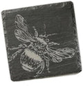 The Just Slate Company, Handcrafted Slare Square Coasters, Laser Etched Bee Design, Set of 4