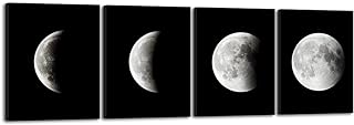 Wieco Art Moon Large Modern Giclee Canvas Prints Artwork Abstract Space Pictures Paintings on Stretched and Framed Canvas Wall Art Ready to Hang for Living Room Bedroom Home Office Decorations