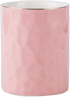 Ceramic Pen Holder Stand Cup Pencil Holder Organizer Makeup Brush Holders for Home Office Desk (Pink)