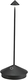Zafferano, Pina Pro Lamp, Rechargeable Cordless Table Lamp with Touch Controls, Suitable for Indoor and Outdoor, Dimmer, 2200-3000 K, Height 11.4 Inches, Black Color