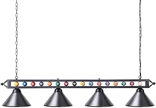 Wellmet 4 Lights Pool Table Light, 70inch Billiard Lighting Fixture with Lamp Shades for Pool Billiard Table, Industrial Hanging Pendant Light Chandelier for Game Room, Kitchen, Dining Room