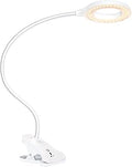 Desk Lamp, JKSWT Clip on Light Reading Light Ring Light LED with 3 Color Modes, 9 Brightness Dimmer, 60 pcs LEDs, Touch-Sensitive Control Pane, 360 ° Flexible Gooseneck Bed Light