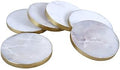 GoCraft Set of 4 Handcrafted Marble Coasters with Gold Painted Edges – White Marble Coasters for Wine Glasses, Coffee Mugs, and Beverages – Elegant Table Protectors for Home Décor and Barware