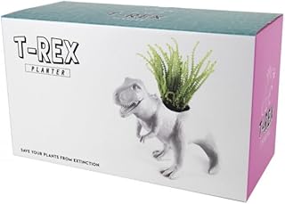 Gift Republic T-Rex Dinosaur Planter Fun Novelty Plant Pot for Small Plants Dino-Themed Bedroom Decor & Desk Accessory Dino Shaped Plant Pot