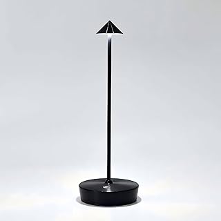 Rechargeable Cordless Table Lamp, 6000mAh LED Battery Operated Desk Lamp Touch 3 Color Stepless Dimming Portable Outdoor Waterproof Table Light for Patio/Restaurant/Dining/Home (Black)