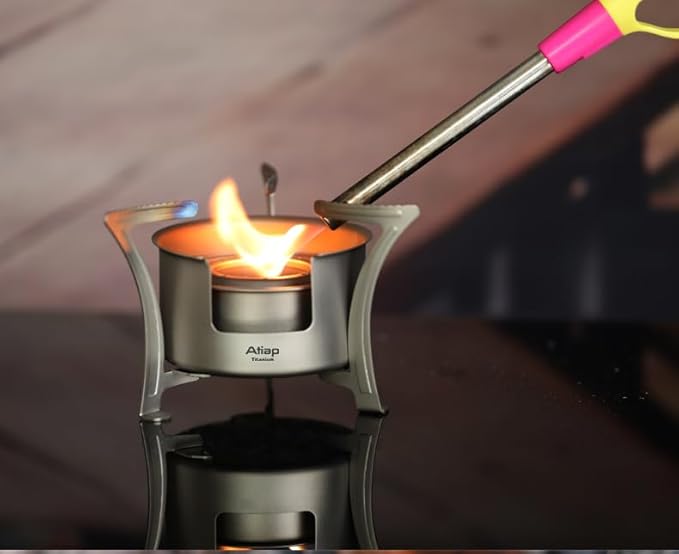 Wood Burning Alcohol Stove Titanium Portable Grill Stove with Carring Bag Lightweight for Picnic BBQ Camping Hiking