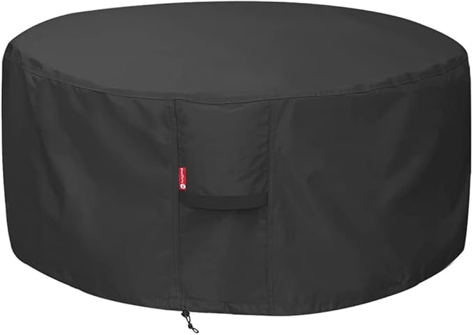SheeChung Fire Pit Cover Round 52"D X 24"H,Heavy Duty 600D Outdoor Waterproof & Tear Resistant Fire Pit Table Covers,Fits for 48/50/52inch Large Outdoor Propane Firepit Table,Anti UV &Tear Resistant