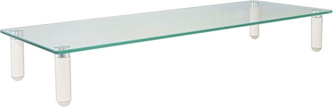 Kantek Glass Monitor Riser with 5mm Tempered Glass Platform and 40-Pound Capacity, 22-Inch W x 8.25-Inch D x 3.25-Inch H, Clear Glass (MS370)