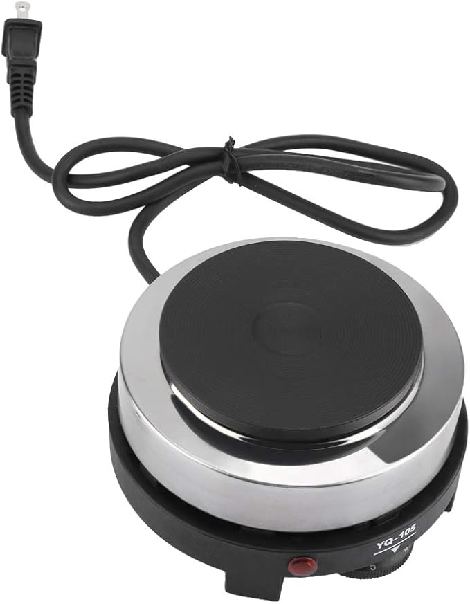 Tiiyee Small Hot Plate Mini Hot Plate, 500W Hot Plate Electric Moka Pot 110V Single Burner Portable Stove Cooktop Coffee Heater Water Heat Adjustable Temperature for RV Dorm Outdoor Camping Kitchen