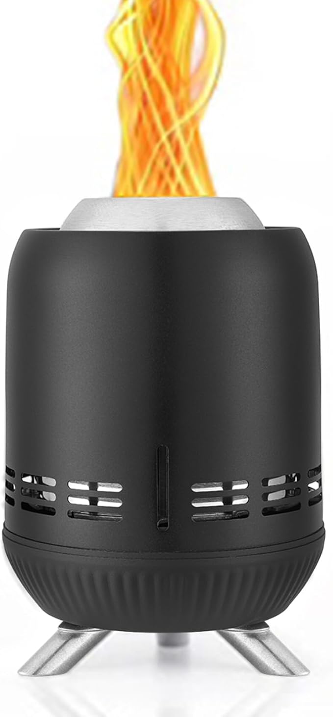 9 Inch Portable Tabletop Fire Pit, Small Smokeless Fire Pit for Table, Stainless Steel Table Firepit with Stand, Indoor & Outdoor, Wood or Pellet Fueled Bonfire