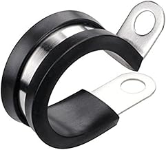 LOKMAN 20 Pack 1/2 Inch Stainless Steel Cable Clamp, Rubber Cushioned Insulated Clamp, Conduit Wire Holder Strap Clips for Tube, Pipe or Wire Cord Installation