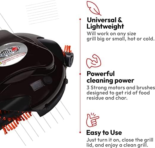 Grillbot Automatic Grill Cleaning Robot with Nylon Brushes, BBQ Grill Cleaner, Grill Brush, Grill Scraper, BBQ Accessories (Black, Grillbot Only)
