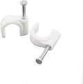 100 Round 1/2 Inches (12 mm) Cable Wire Clips Cable Management Cord Tie Holder Coaxial Nail in Clamps Tacks