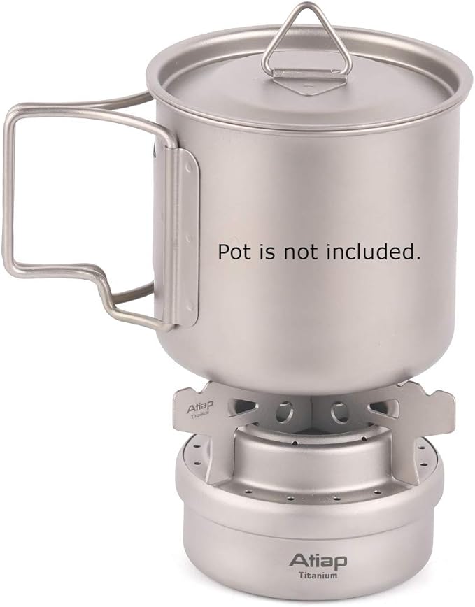 Alcohol Stove, Titanium Portable Camping Backpacking Hiking Stove with Cross Stand Carry Bag