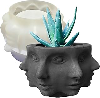 Silicone Head Face Planter Mold, Multi-Face, 8 inch Flower Pot Mold | Indoor/Outdoor, Multi-Face Shaped, Succulent Flower Pots, Art Garden Vase