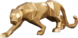 FJWYSANGU Abstract Leopard Statues Panther Sculpture Hand Craved Animal Resin Modern Home Decoration Big Gold